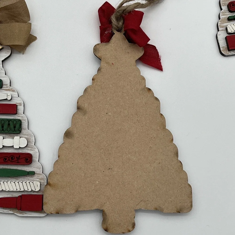Lot of 11 Wooden Christmas Ornaments Tree Snowman Star Rustic Farmhouse Decor